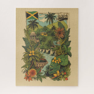 Quebra-cabeça Ilustração de Viagem Jamaica Estilo Vintage