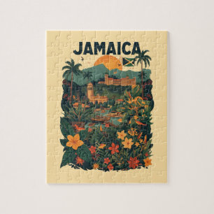 Quebra-cabeça Ilustração de Viagem Jamaica Estilo Vintage