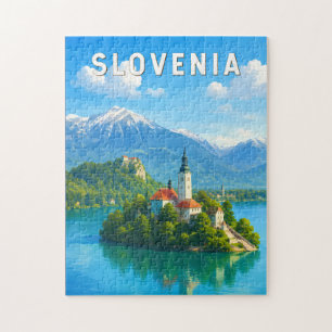 Quebra-cabeça Ilustração de viagem vintage da Eslovênia