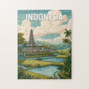 Quebra-cabeça Ilustração de viagem vintage da Indonésia