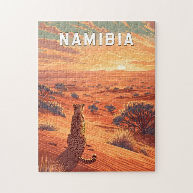 Quebra-cabeça Ilustração de viagem vintage da Namíbia (Vertical)