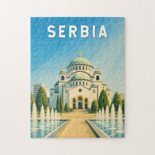 Quebra-cabeça Ilustração de viagem vintage da Sérvia