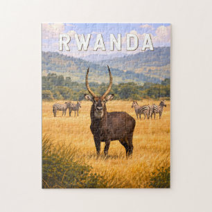 Quebra-cabeça Ilustração de viagem vintage de Ruanda