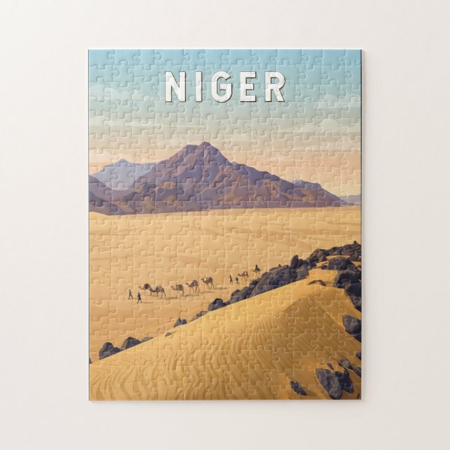 Quebra-cabeça Ilustração de viagem vintage do Níger (Vertical)