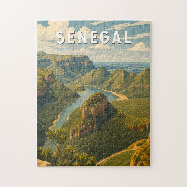Quebra-cabeça Ilustração de viagem vintage do Senegal (Vertical)