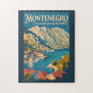 Quebra-cabeça Ilustração de viagem vintage dos Balcãs de Montene