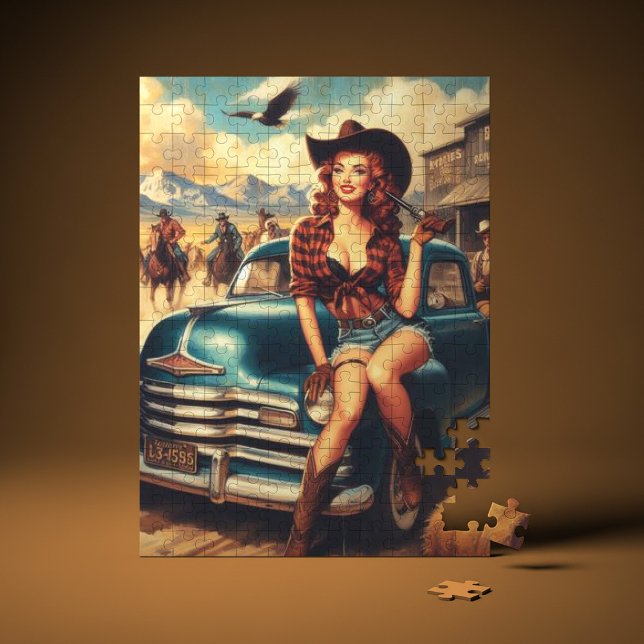 Quebra-cabeça Ilustração de Vintage Country Girl (Criador carregado)