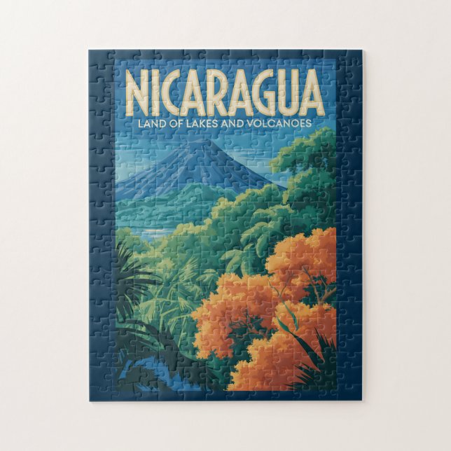 Quebra-cabeça Ilustração de Vulcão da Nicarágua Arte de Viagem V (Vertical)