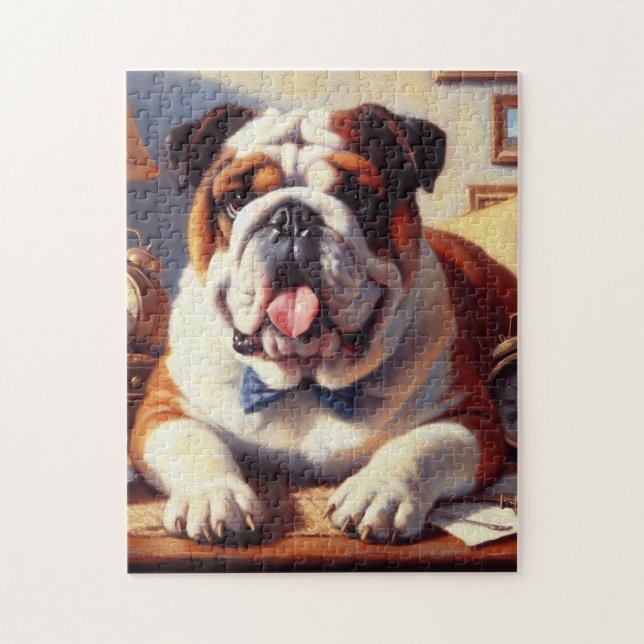 Quebra-cabeça Ilustração do Bulldog Inglês Vintage (Vertical)