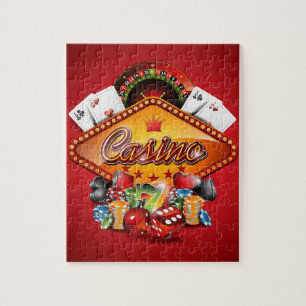 Quebra-cabeça Ilustração do casino com elementos de jogo