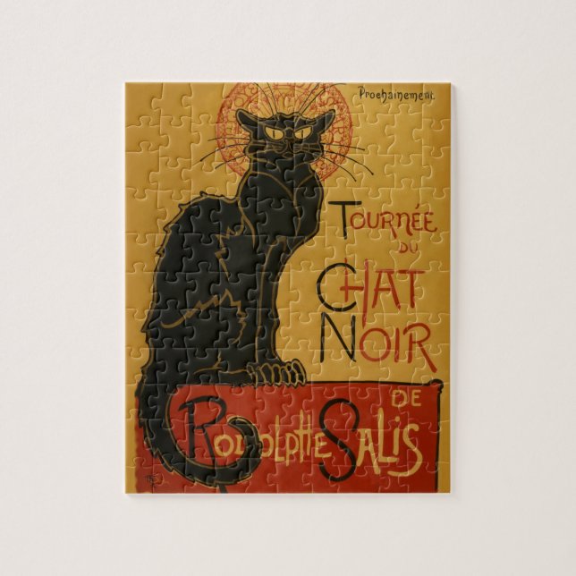 Quebra-cabeça Ilustração do gato preto no chat turístico (Vertical)