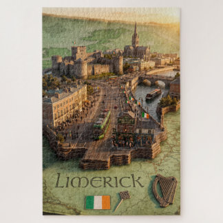 Quebra-cabeça Ilustração do Mapa 3D de Limerick Irlanda 1014 Peç
