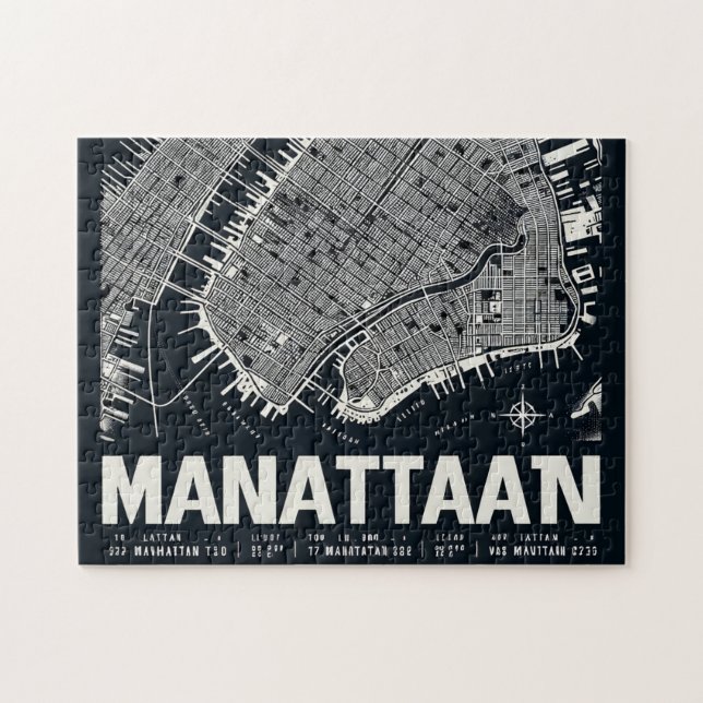 Quebra-cabeça Ilustração do Mapa de Manhattan (Horizontal)