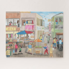 Quebra-cabeça Ilustração do mercado da Manhã de Taiwan: Quebra-c