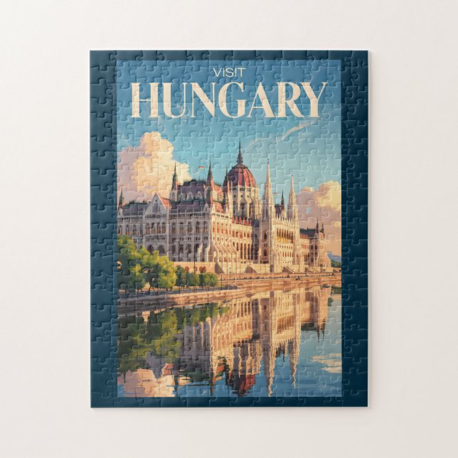 Quebra-cabeça Ilustração do Parlamento da Hungria Arte de Viagem (Vertical)