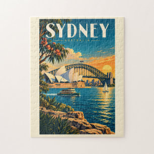 Quebra-cabeça Ilustração do pôr do sol em Sydney Austrália Arte