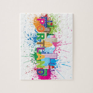 Quebra-cabeça Ilustração do Splatter da pintura da skyline de