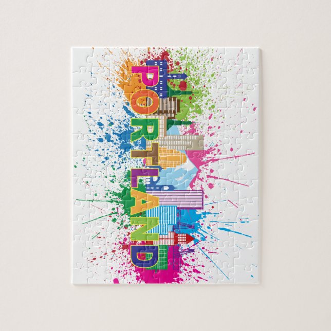 Quebra-cabeça Ilustração do Splatter da pintura da skyline de (Vertical)