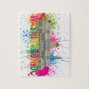Quebra-cabeça Ilustração do Splatter da pintura da skyline do