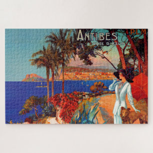 Quebra-cabeça Ilustração do Viagem do Vintage Antibes Cote D'A