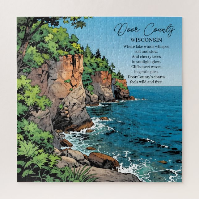 Quebra-cabeça Ilustração e Poema do Condado de Door, Wisconsin (Vertical)