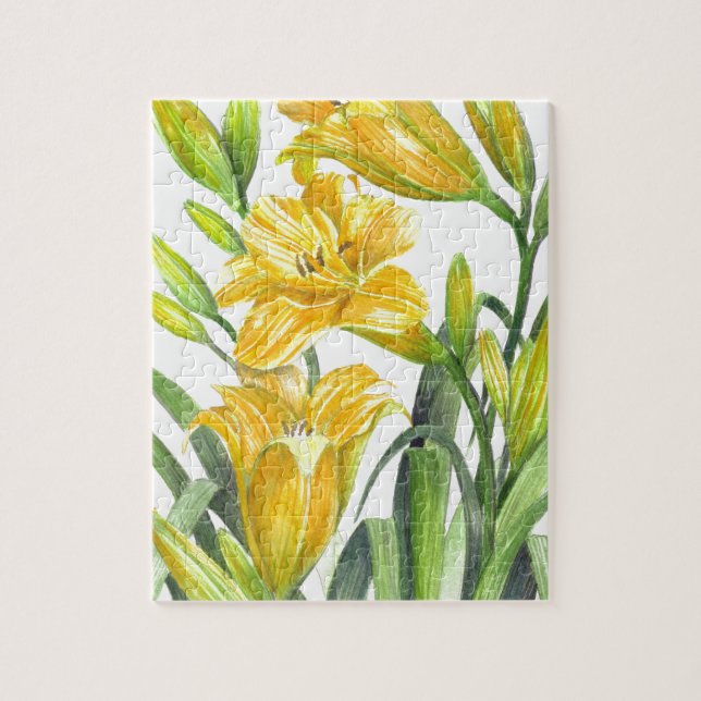 Quebra-cabeça Ilustração Floral do Dia Amarelo da Aquarela (Vertical)