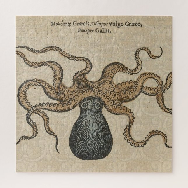 Quebra-cabeça Ilustração Octopus Kraken Vintage (Vertical)