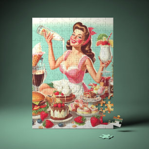 Quebra-cabeça Ilustração Pin-Up da Comida Vintage