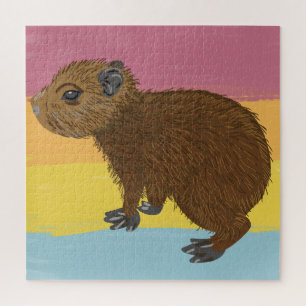 Quebra-cabeça Ilustração Pintada De Baby Capybara