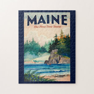 Quebra-cabeça Ilustração Pintura da Casa de Luz do Maine Viagem