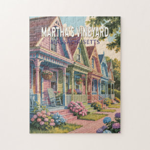 Quebra-cabeça Ilustração Retro de Martha's Vineyard Massachusett