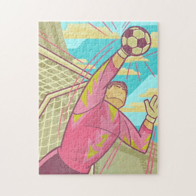 Quebra-cabeça Ilustração Retroativa do Detentor de Goalie Goalke (Vertical)