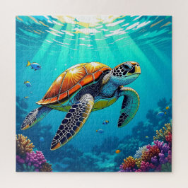 Quebra-cabeça Ilustração Submarina da Turtle do Mar Vibrante