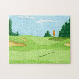 Quebra-cabeça Ilustração Verde do Curso Golf