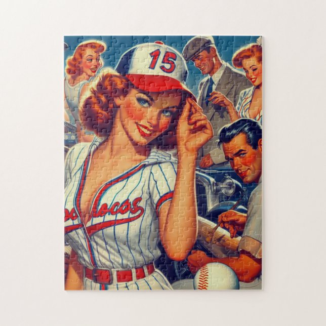 Quebra-cabeça Ilustração Vintage Baseball (Vertical)