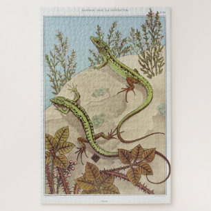 Quebra-cabeça Ilustração Vintage de Dois Lizards