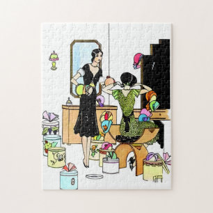 Quebra-cabeça Ilustração Vintage de Loja de Chapéus Art Déco dos