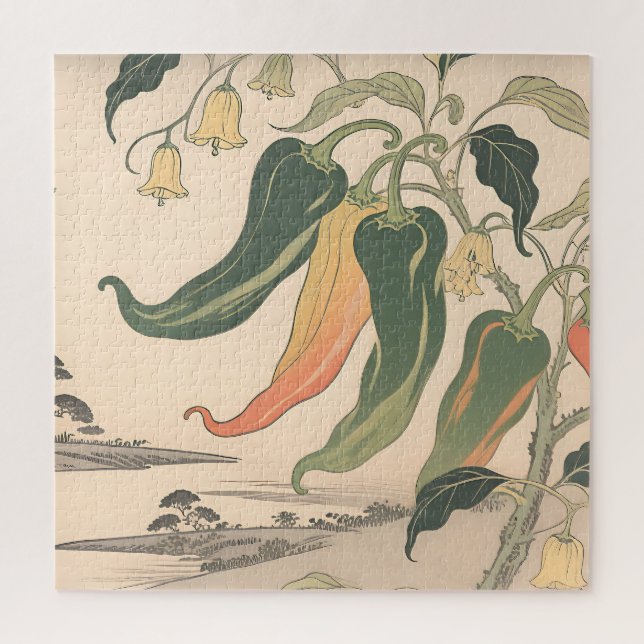 Quebra-cabeça Ilustração Vintage de Pimenta (Vertical)