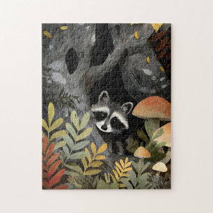 Quebra-cabeça Ilustração Whimsical Raccoon Oculta