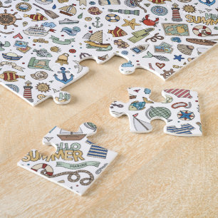 Quebra-cabeça Ilustrações da Praia do Verão Costeiro Divertido