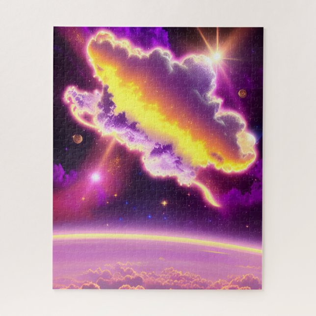 Quebra-cabeça Imagem Cósmica da Nebulosa Roxa e Amarela (Vertical)