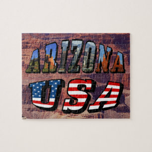 Quebra-cabeça Imagem de arizona e Texto de Sinalizador EUA