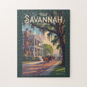 Quebra-cabeça Imagem de Carruagem de Cavalo Savannah Georgia