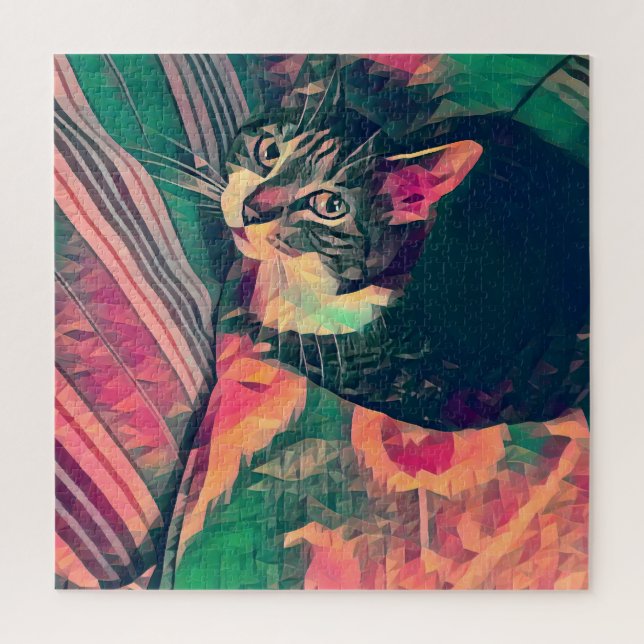 Quebra-cabeça Imagem digital colorida de um pequeno gato malhado (Vertical)