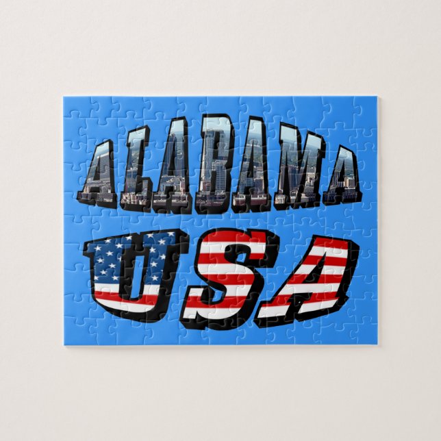 Quebra-cabeça Imagem do Alabama e bandeira dos EUA Font (Horizontal)
