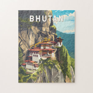 Quebra-cabeça Imagem do Butão Viagem Art Vintage