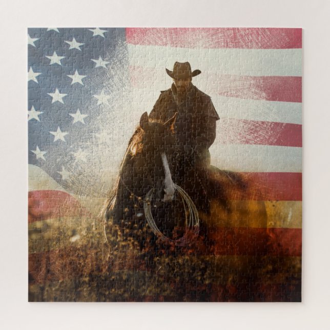 Quebra-cabeça Imagem do cowboy do Dia da Independência. (Vertical)