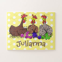 Quebra-cabeça Imagem engraçada de desenho animado de galinhas