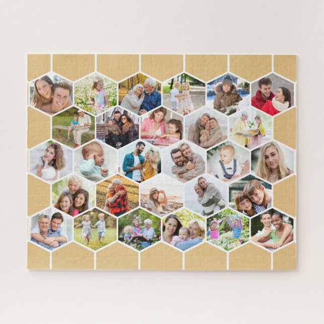 Quebra-cabeça Imagem Personalizada de Colagem de Fotos em Honeyc (Horizontal)