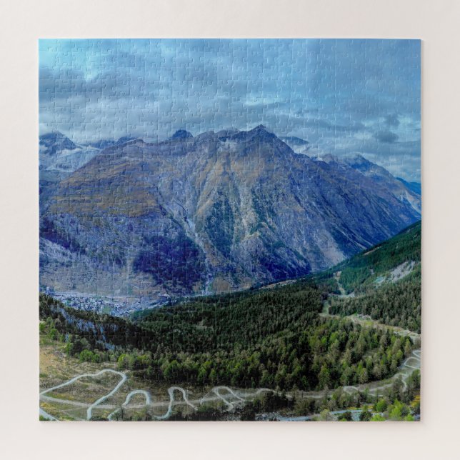 Quebra-cabeça Impossível - Montanha Azul E Verde (Vertical)